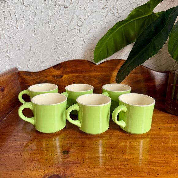 Fiesta Other - Vintage Avocado Green Mugs Set of 6 | USA Pottery Coffee Cups